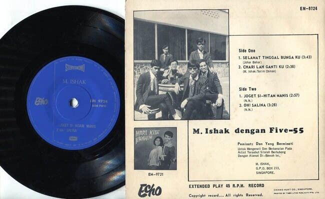 Singapore Malay M.Ishak & Mega Rare Five 55 Band Echo Label 7" MEP126