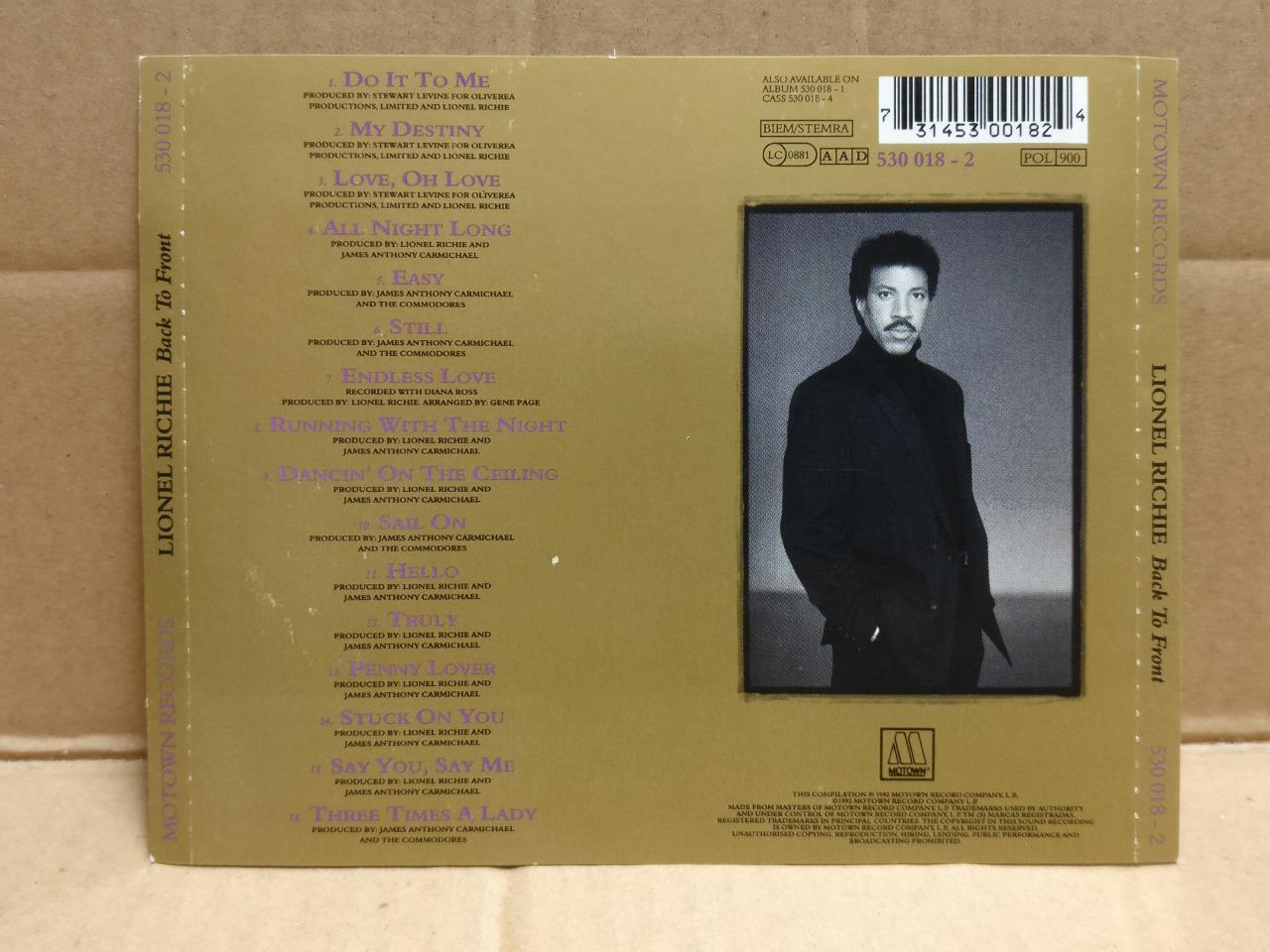 AMM Lionel Richie Back To Front 1992 Australia English CD FCS10068 (No Case)