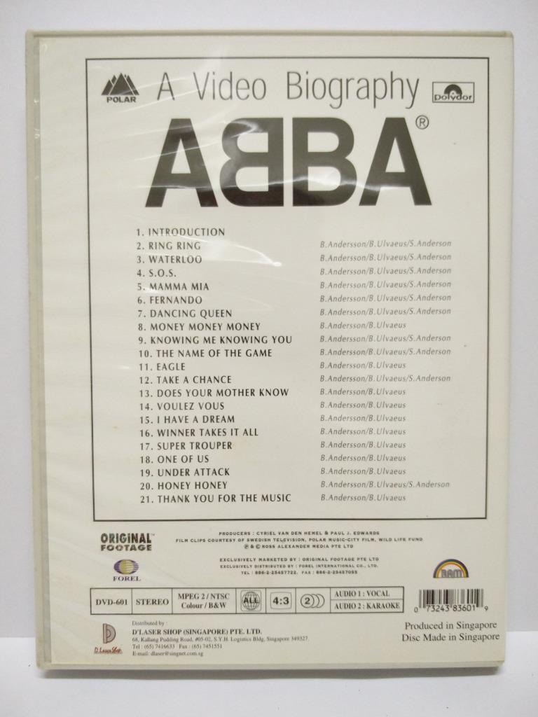 ABBA A Video Biography MV Karaoke Rare Made In Singapore DVD FCB1196