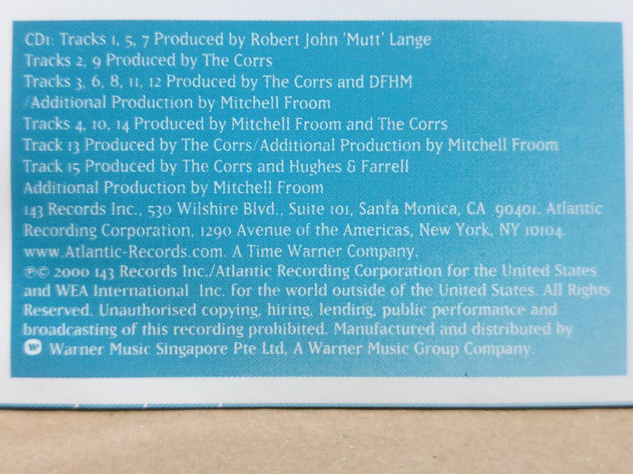 Mega Rare The Corrs In Blue 2000 Special Edition Singapore 2x CD FCS8560a