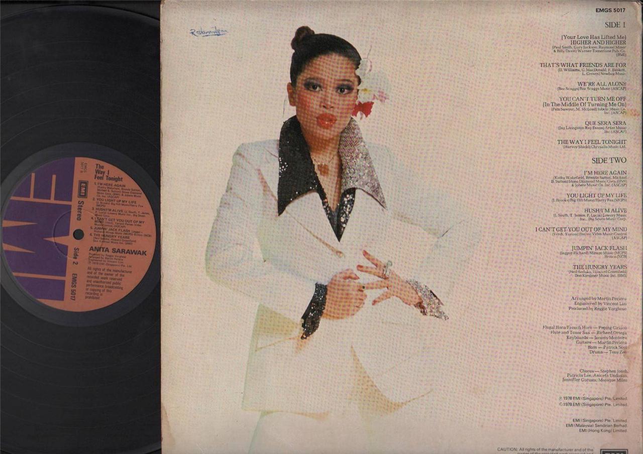 Singapore Malay Diva Anita Sarawak Sings English Songs 1978 EMI 12" LP MLP347