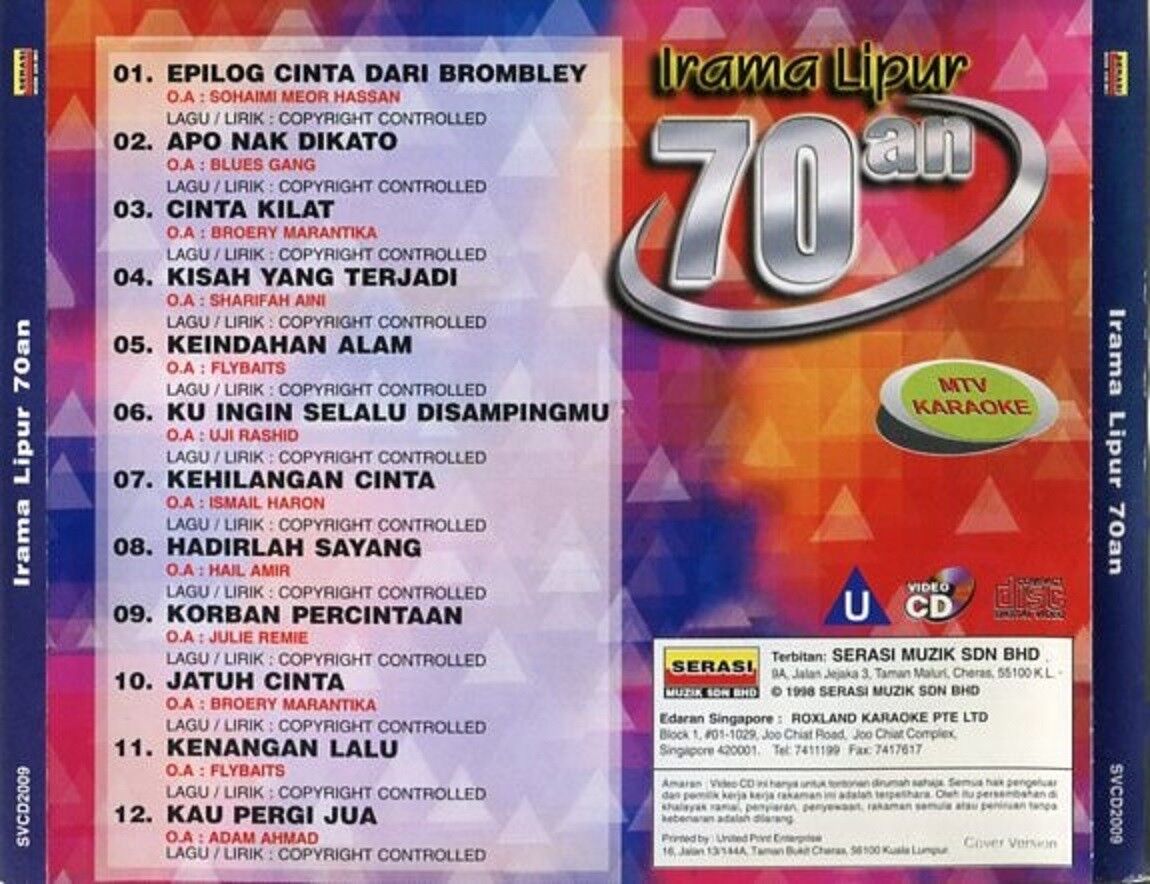 Malaysia Malay Irama Lipur MTV Karaoke Sharifah Aini Flybaits 1998 VCD FCS1488