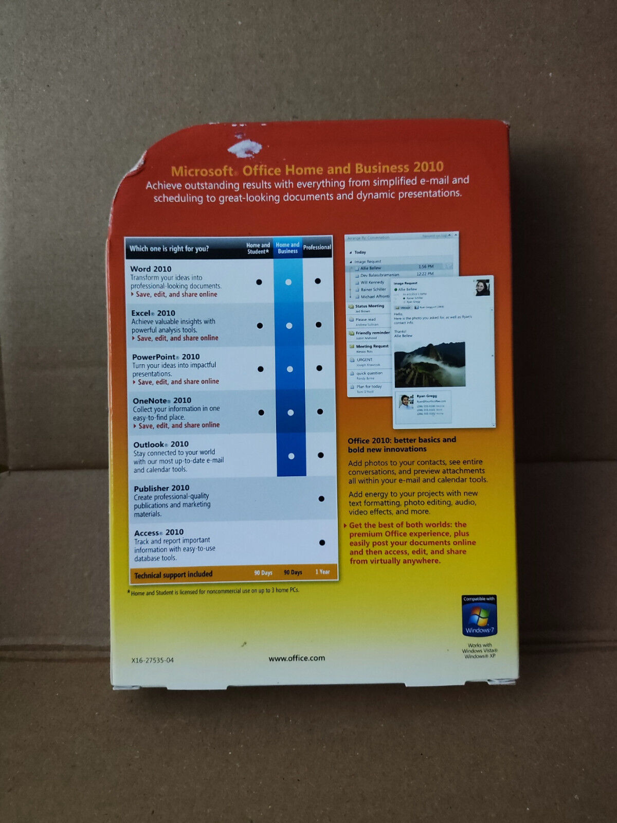 Used Microsoft Office Home and Business 2010 With License Key (SW012)
