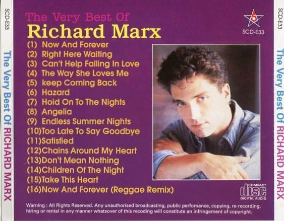 Mega Rare Richard Marx On Cover Singapore CD FCS4483