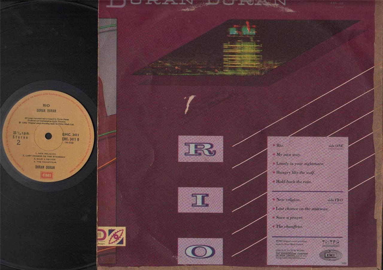 Duran Duran Band RIO 1982 Rare EMI India Indian Promo Copy LP 12" ELP2001