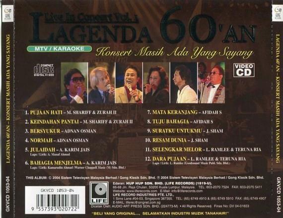 Mega Rare Live In Concert Lagenda Vol.1 60'An MTV Karaoke 2004 VCD FCS2427