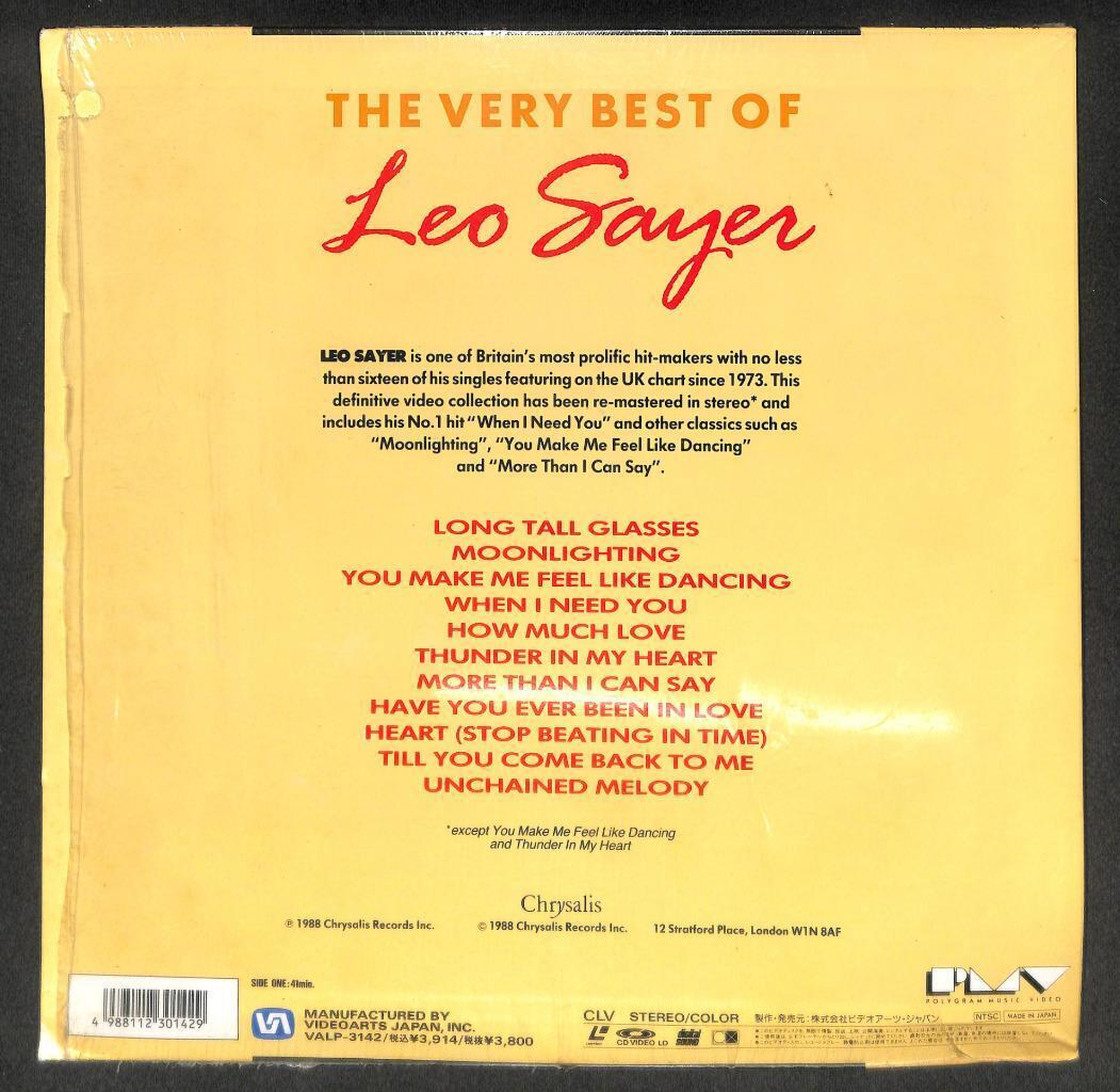 The Very Best Of Leo Sayer With Singapore Censor Sticker Japan Laserdisc LD1482