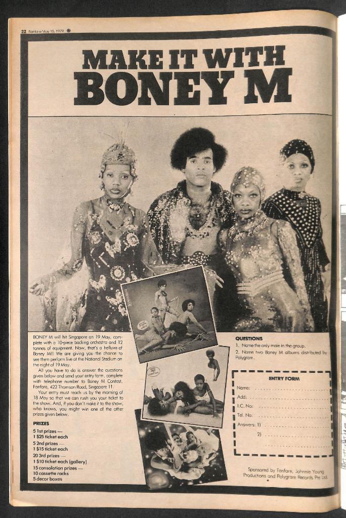 Vintage Asia Singapore Fanfare Magazine 1979 Boney M Bee Gees Muppets (MZ101)