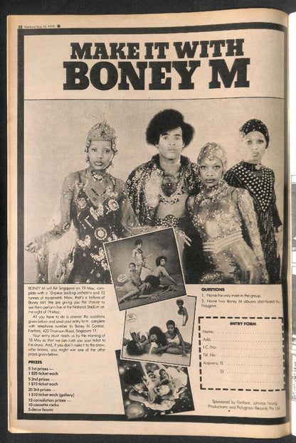 Vintage Asia Singapore Fanfare Magazine 1979 Boney M Bee Gees Muppets (MZ101)