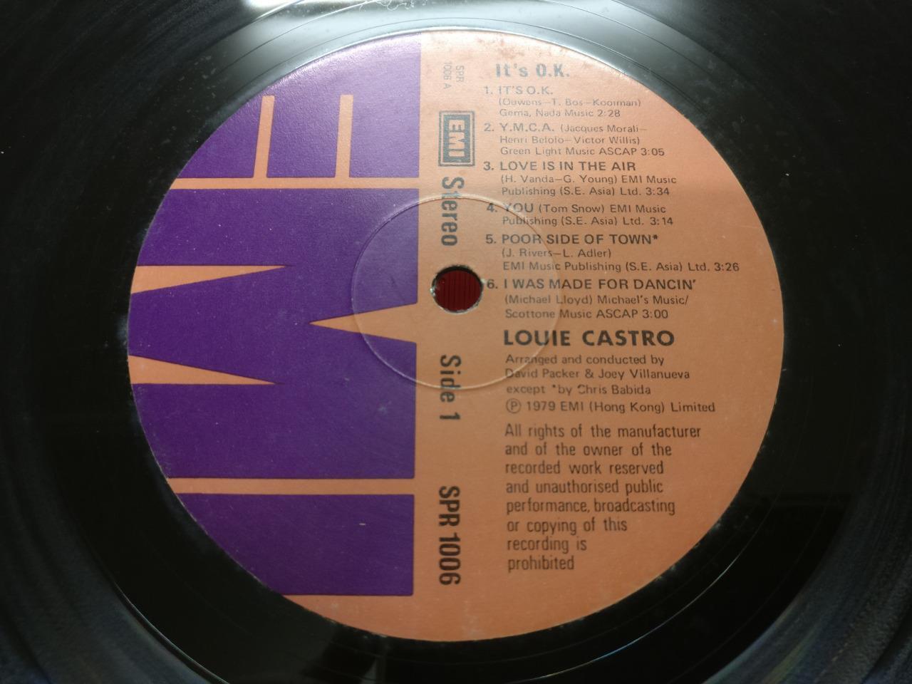 Rare Hong Kong Louis Castro 贾思乐 It's OK YMCA EMI Singapore English LP CLP5513