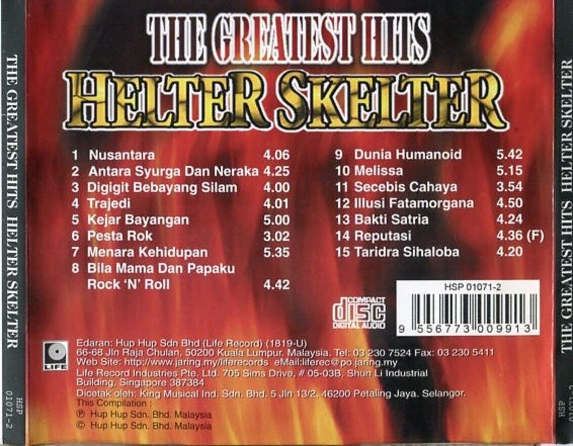 Malaysia Malay Rock Band Helter Skelter Greatest Hits Hup Hup CD FCS1460