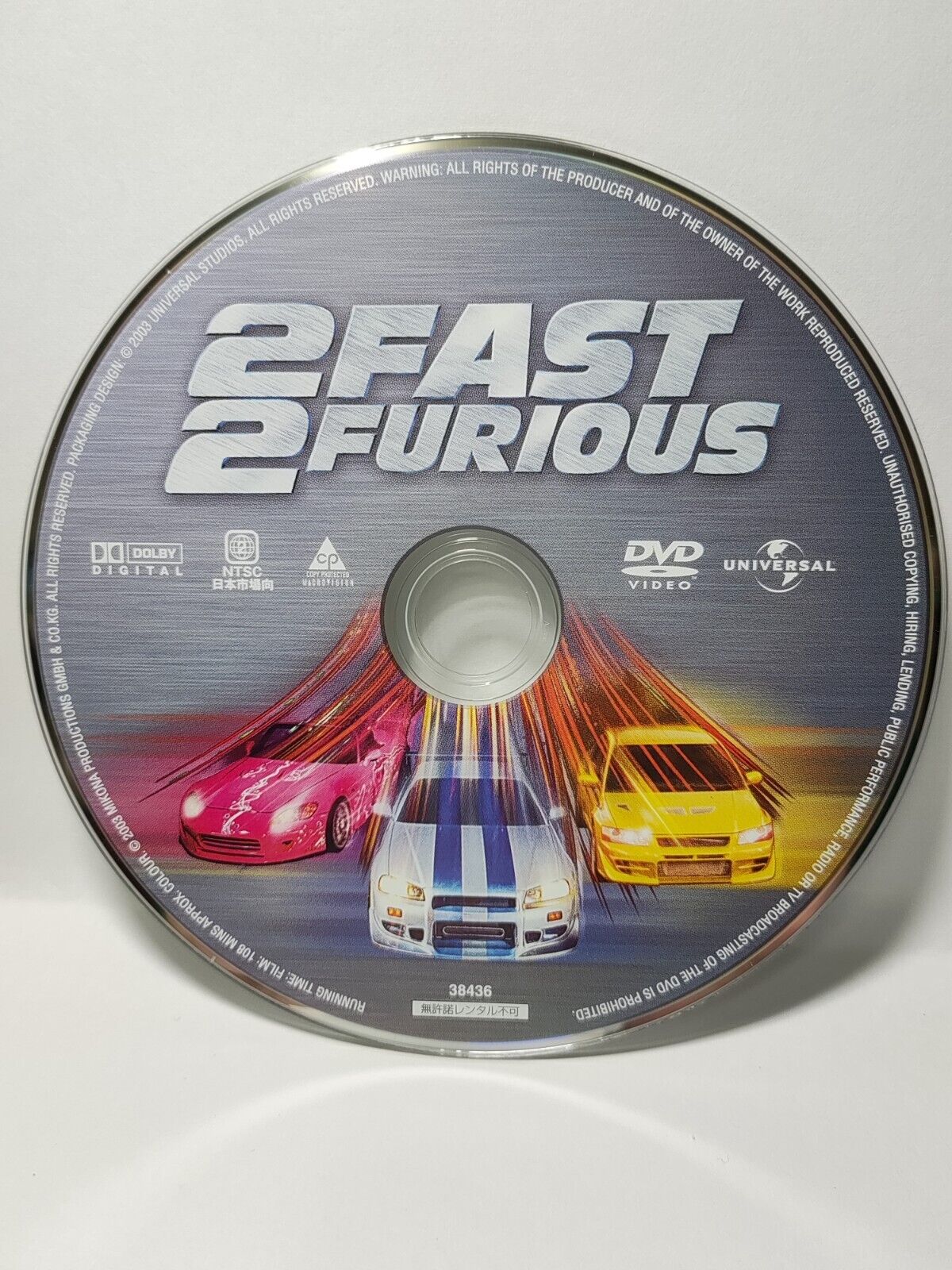 2 Fast 2 Furious Movie - DVD Disc Only NO Case & Art Work Cover (SD103)