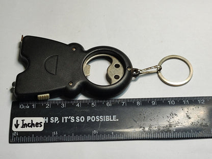 AMM68 VINTAGE KEYCHAIN KEYRING SMILING MAN CAN OPENER AND MEASURING TAPE (JF079)