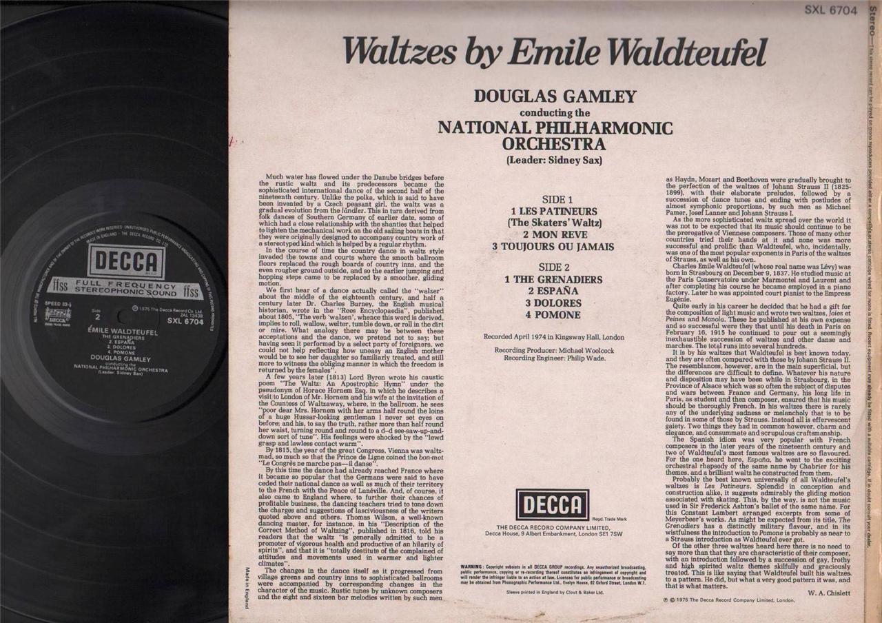 Waltzes by Emile Waldteufel 1975 National Philharmonic Decca England  LP ELP1889