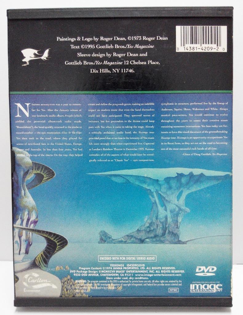 Yessongs Jon Anderson Steve Howe USA DVD FCB1053