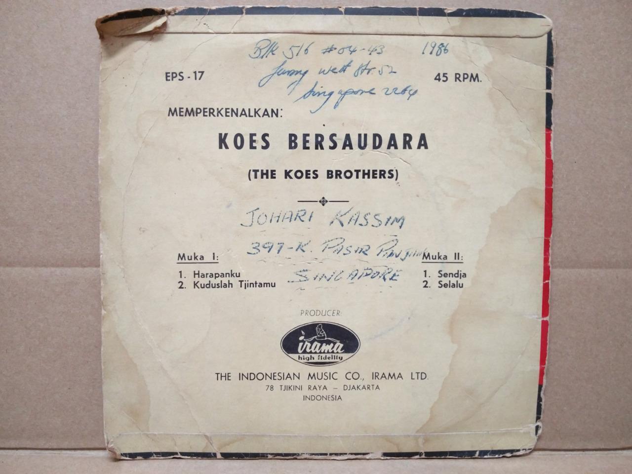 Rare Indonesia The Koes Brothers Bersaudara Malay Band Psych Garage 7" EP MEP502