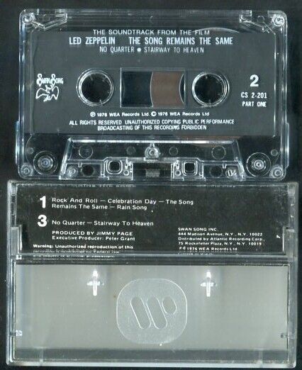 Led Zeppelin The Song Remains The Same OST Pt.1 1976 WEA USA Cassette CS430