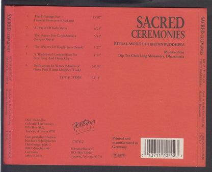 Rare Sacred Ceremonies Ritual Music of Tibetan Buddhism 1990 Germany CD FCS7159