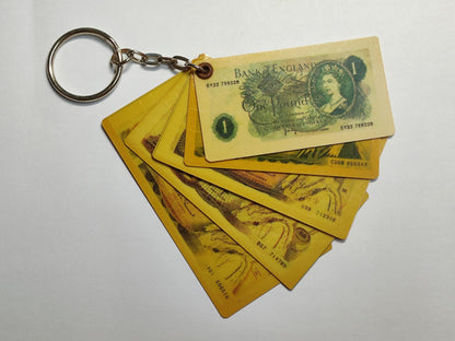 AMM68 VINTAGE KEYCHAIN KEYRING BANK OF ENGLAND MINI BANKNOTES (JF093)