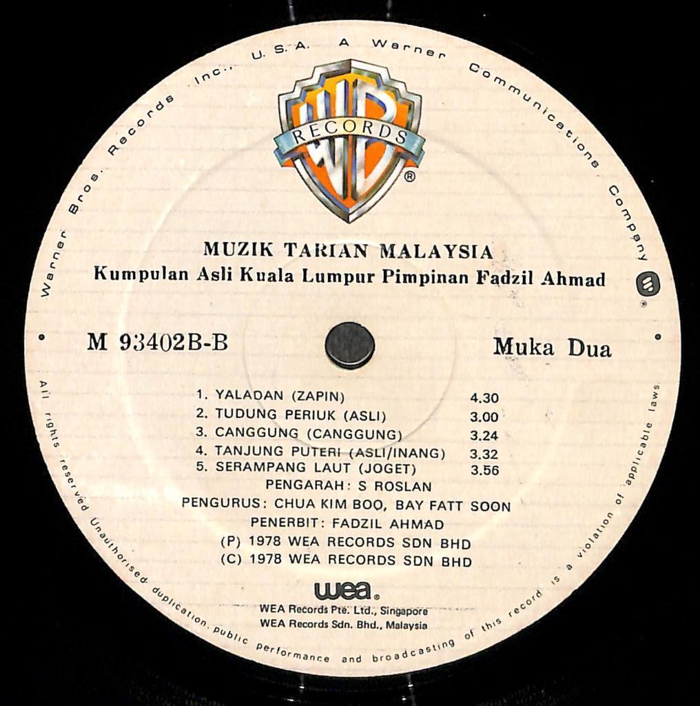 Malaysia Muzik Tarian Malay Traditional Instrumental Music 1978 LP MLP560