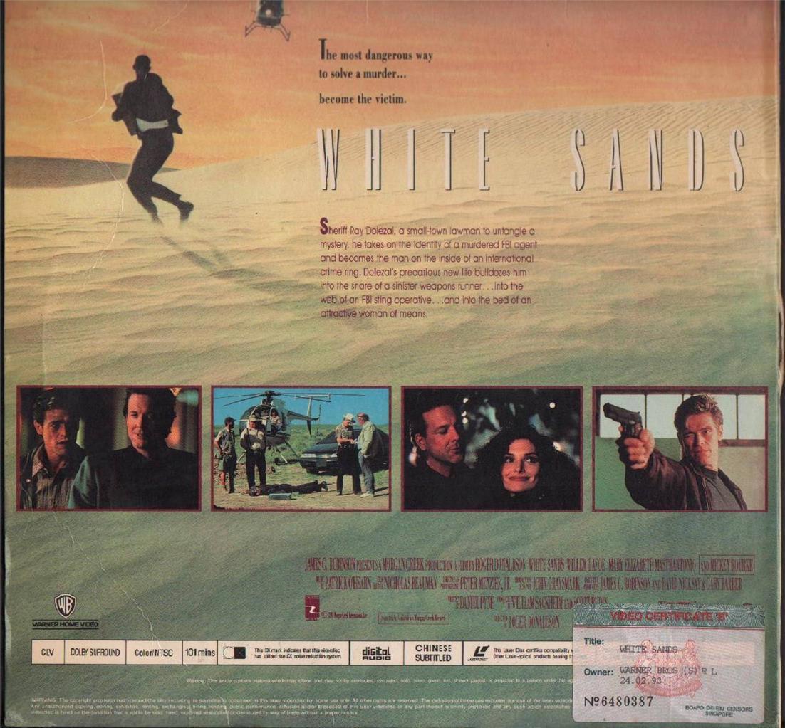 Rare Movie White Sands Willem Dafoe Mickey Rourke Singapore Laserdisc LD LD1008