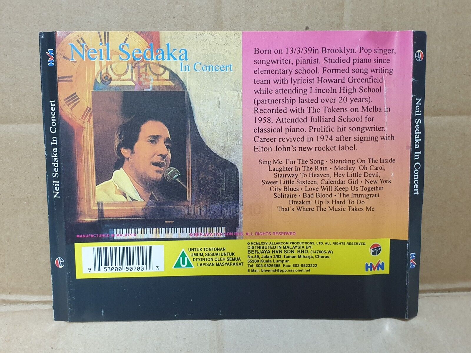 Neil Sedaka In Concert Malaysia  English Video CD VCD (FCS10236)