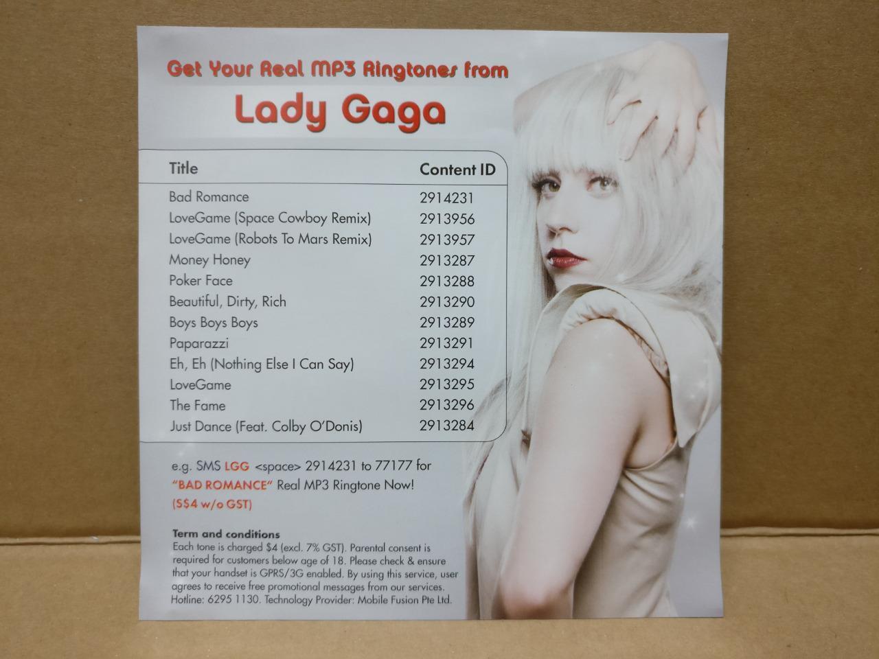 Mega Rare Lady Gaga The Fame 2009 Ringtone Advert Singapore 2x CD FCS8559