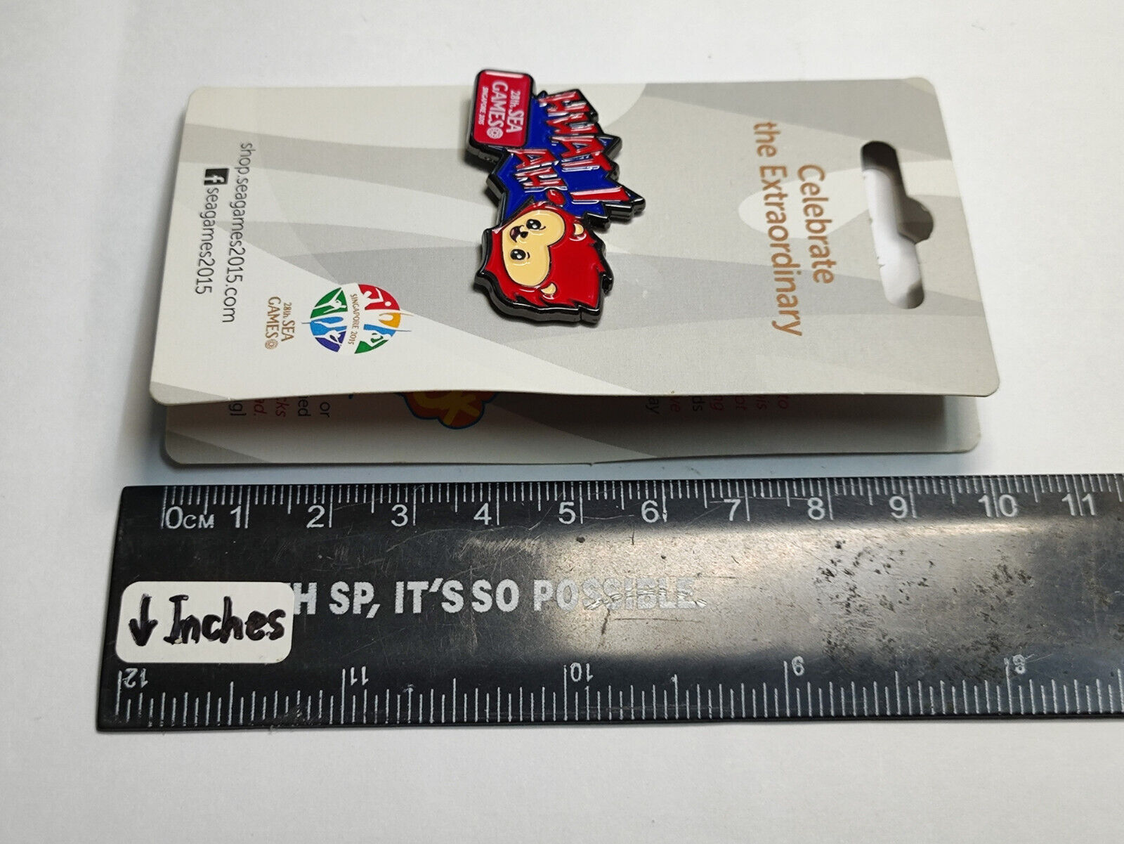 AMM68 PIN BADGE SINGAPORE 28TH SEA GAMES 2015 HUAT AH (JF138)