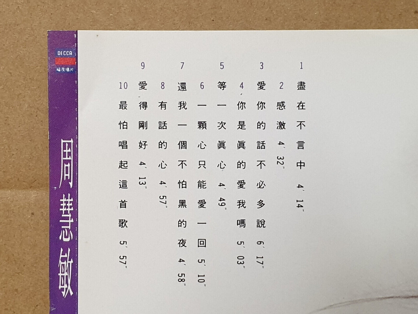 Hong Kong Vivian Chow 周慧敏 1993 尽在不言中 Chinese Singapore CD (FCS10509)