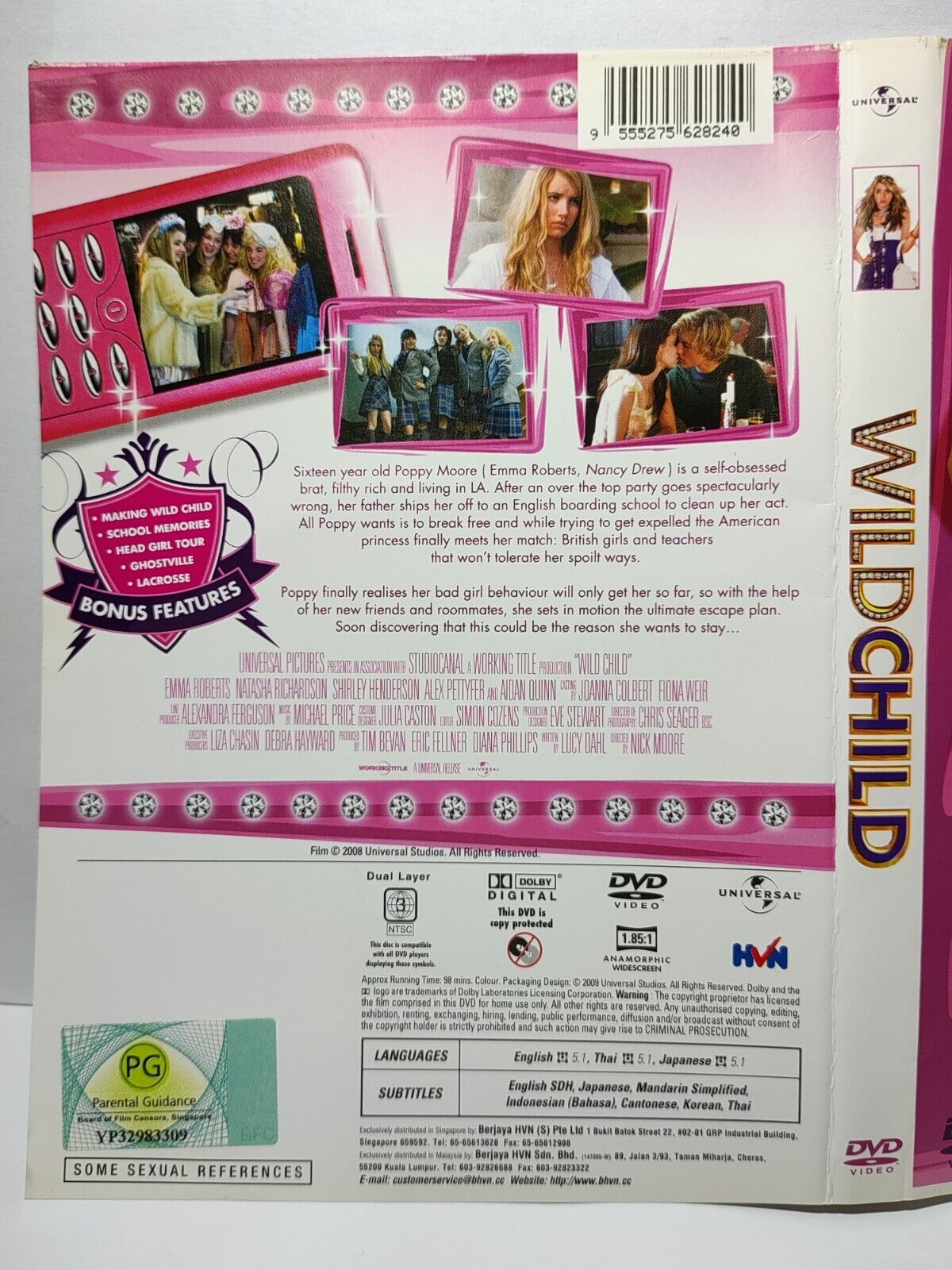 Movie Wild Child Emma Roberts DVD Disc & Cover Region 3 (NO Case) (DC011)