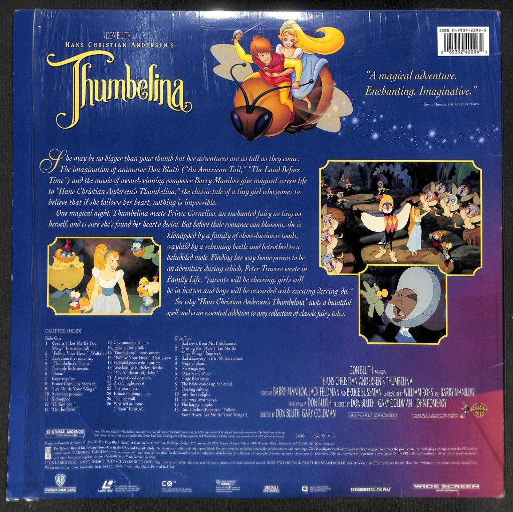 Warner Cartoon Animation Fairytale Thumbelina USA LD Laserdisc LD1325