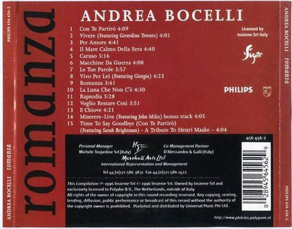 Mega Rare Andrea Bocelli Romanza 1996 Universal Music Singapore CD FCS5232