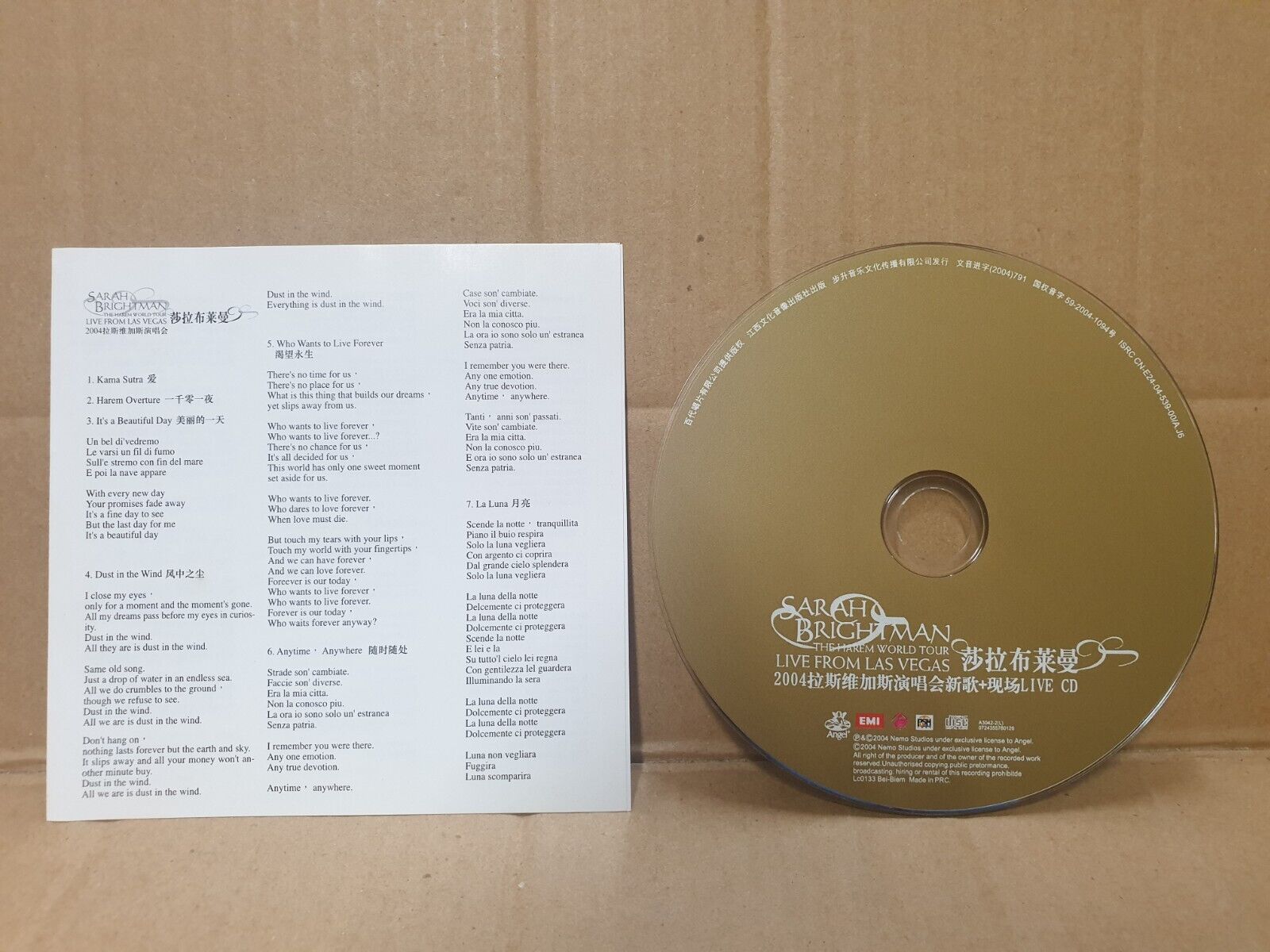 Sarah Brightman Live From Vegas 2004 China English CD (FCS10218)