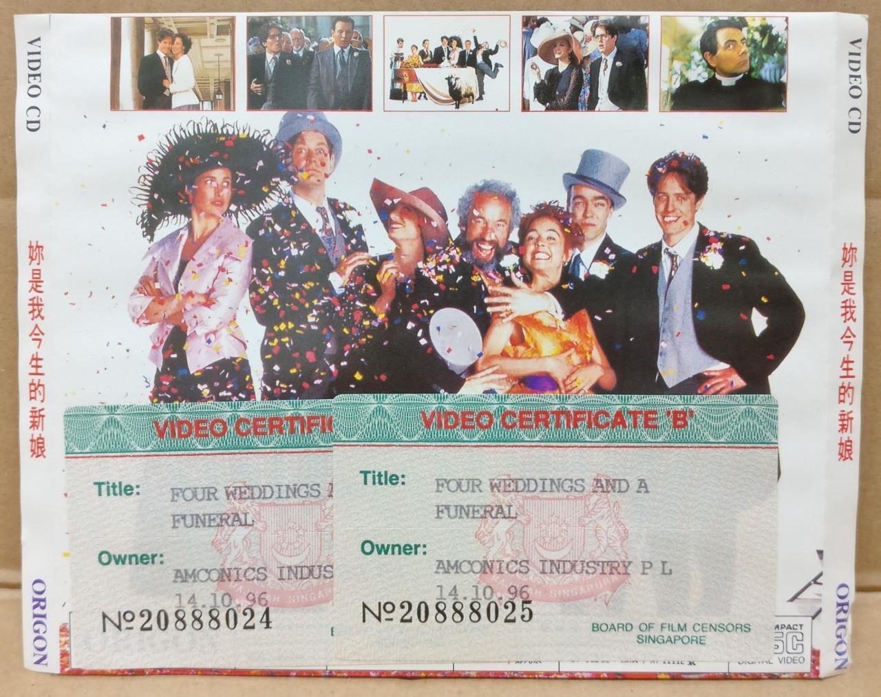 Comedy Movie 4 Weddings and a Funeral Hugh Grant Ch Sub Video CD 2x VCD FCS9397