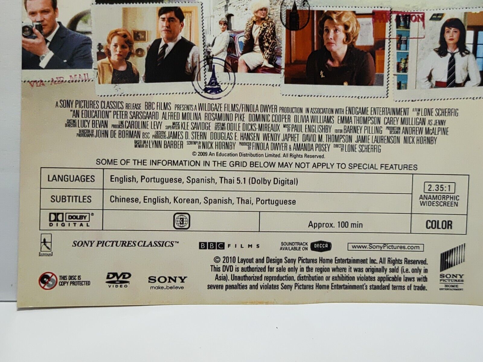 Movie An Education DVD Disc & Cover Region 3 (NO Case) (DC010)