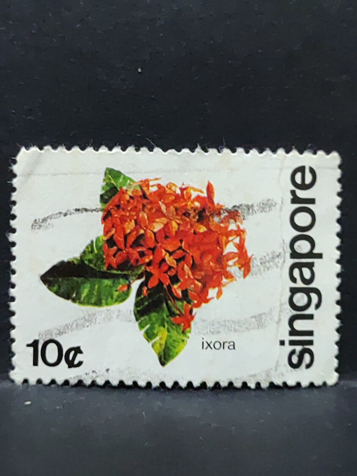 AMM68 Singapore Ixora 10 cents Used Stamp (SA026)