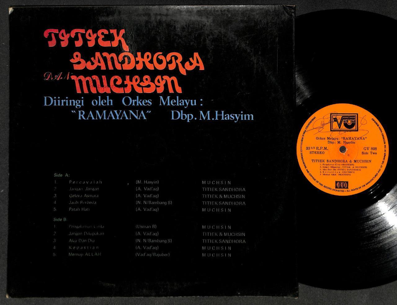 Rare Indonesia Duet Titiek Sandhora Muchsin & Ramayana Band Malay 12" LP MLP534