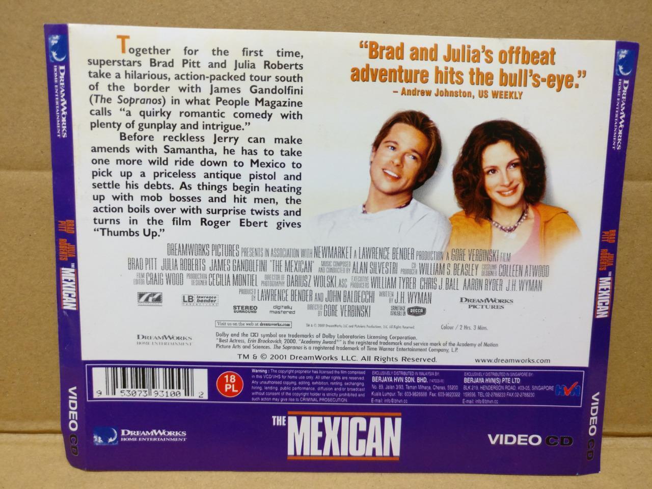 Mega Rare Movie The Mexican Brad Pitt Julia Roberts Singapore 2x VCD FCS8284