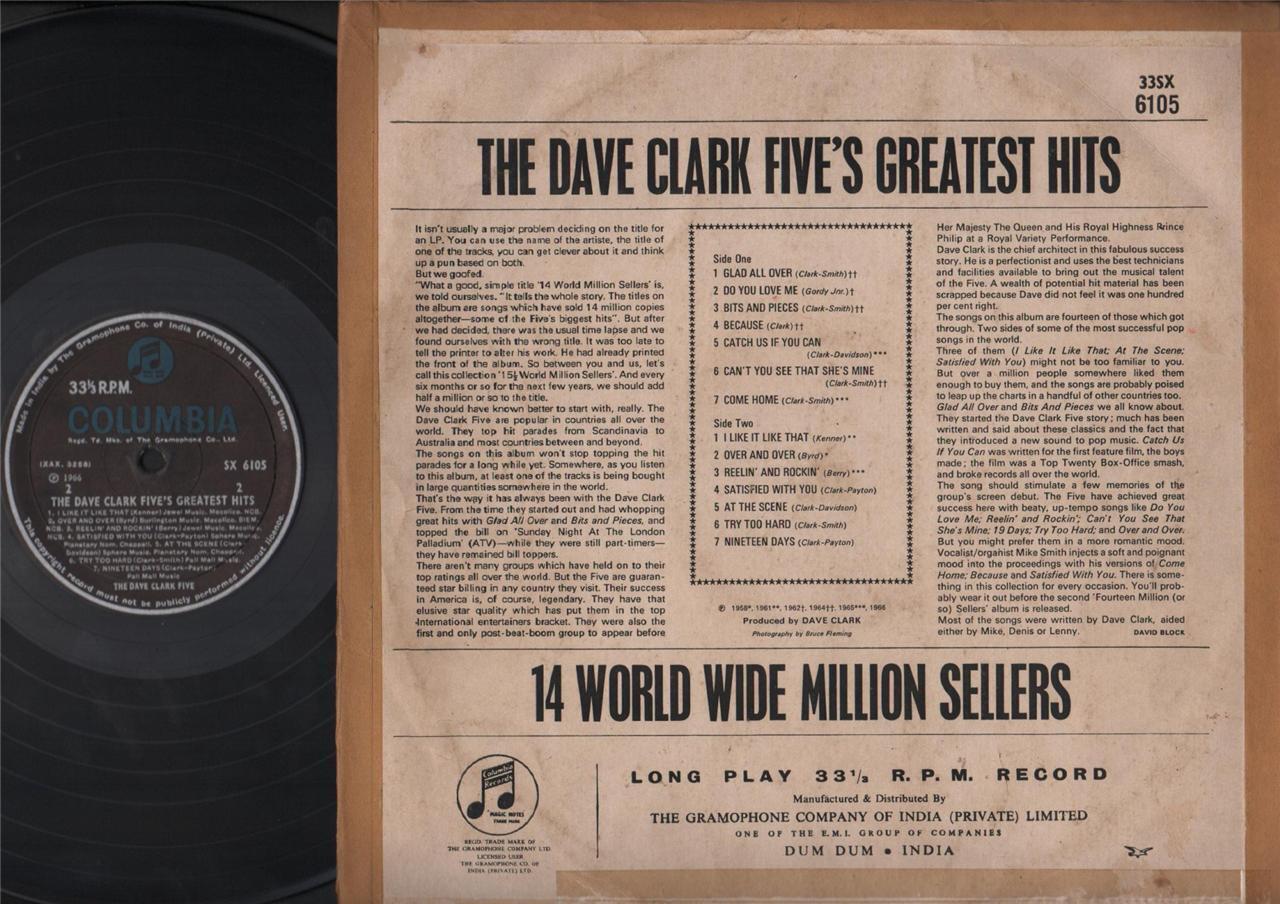 The Dave Clark Five's 1966 Mega Rare Columbia India 12" LP ELP1802