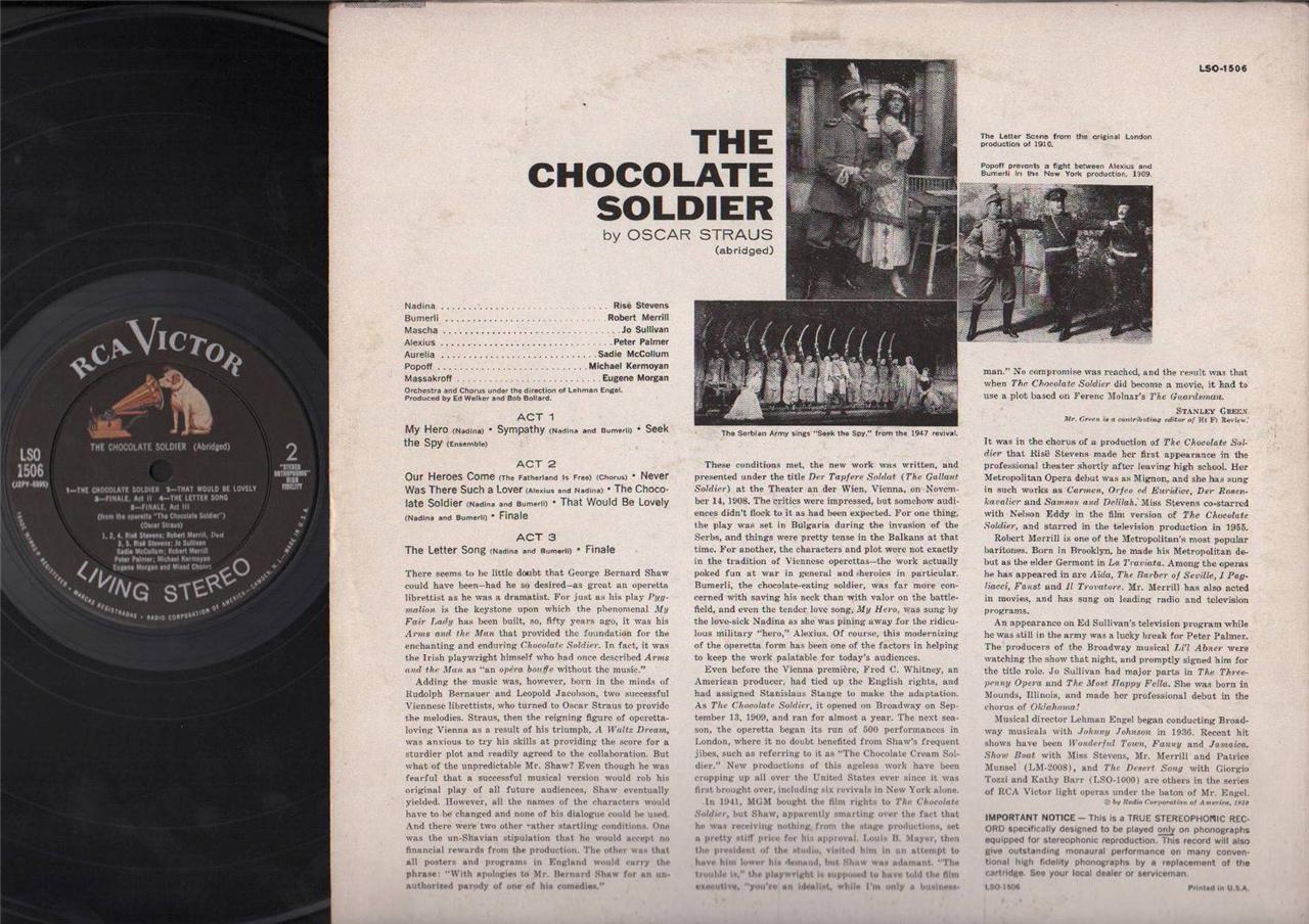 The Chocolate Soldier by Oscar Straus (Abridged) RCA USA 12" LP ELP2029