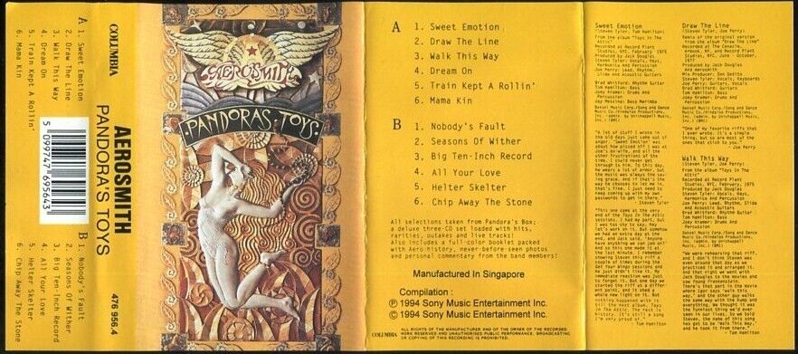 Aerosmith Band 1994  Rare Singapore Only Cassette 卡帶 磁帶 CS059