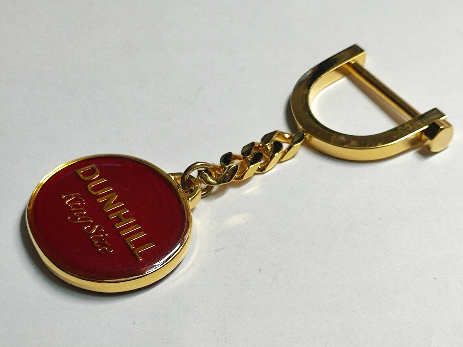 AMM68 VINTAGE HEAVY KEYCHAIN KEYRING GOLD TONE DUNHILL KING SIZE (JF085)