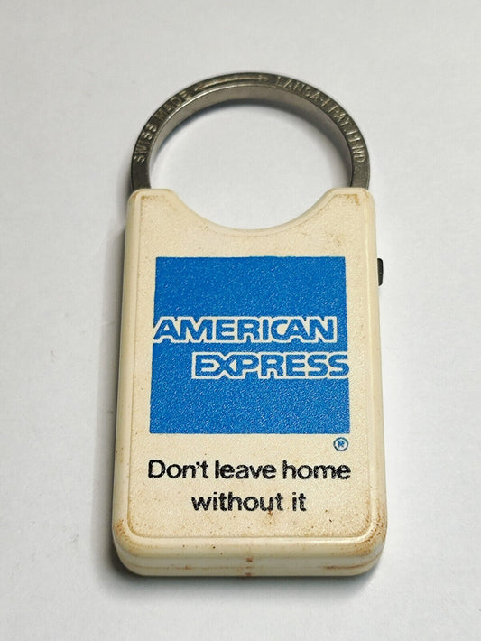 AMM68 VINTAGE KEYCHAIN KEYRING AMERICAN EXPRESS DON’T LEAVE HOME W/O IT (JF069)