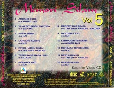AMM18 Malaysia Malay Memori Silam Karaoke Vol.5 Saloma P.Ramlee N.N 1998 VIDEO CD VCD FCS1499