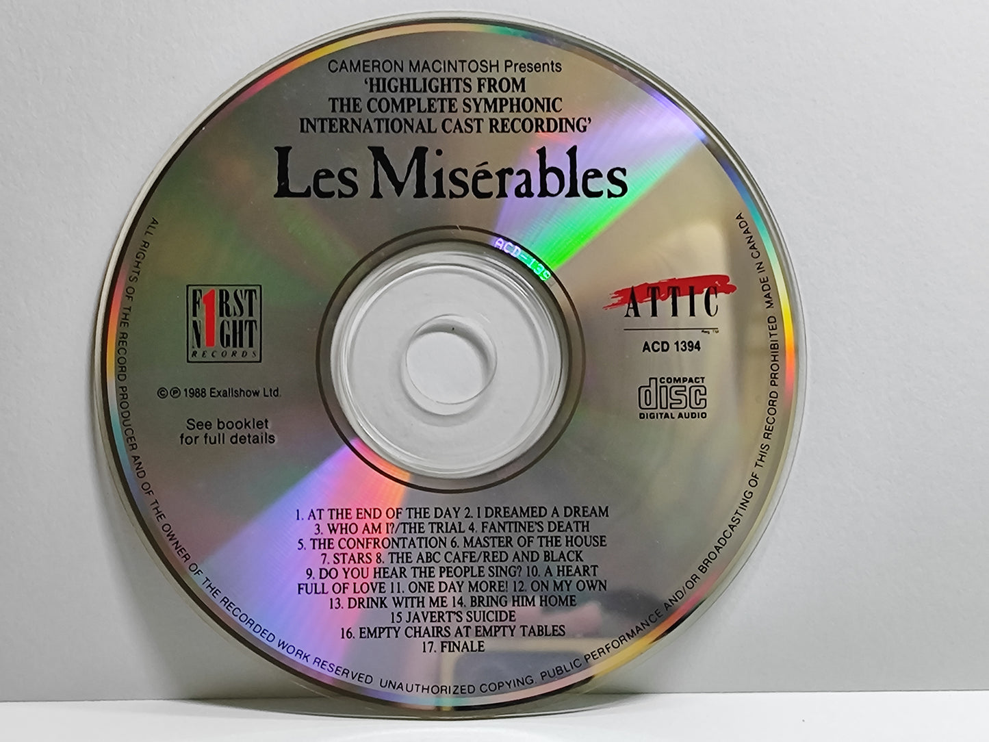 Les Misérables - Highlights From The Complete Symphonic International Cast Recording CD (AMS008)