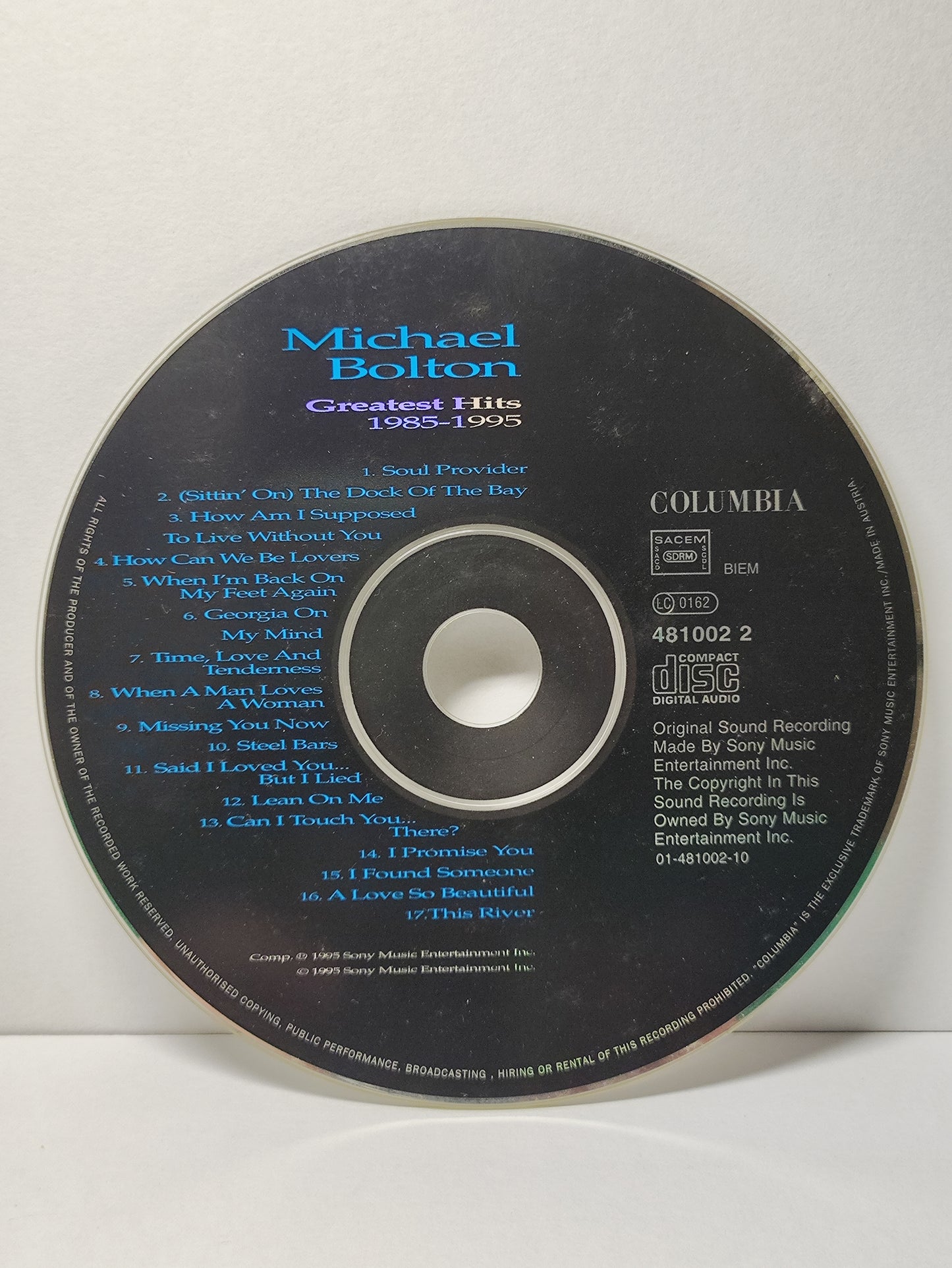 AMM25 MICHAEL BOLTON GREATEST HITS 1985-1995 USA English CD FCP008