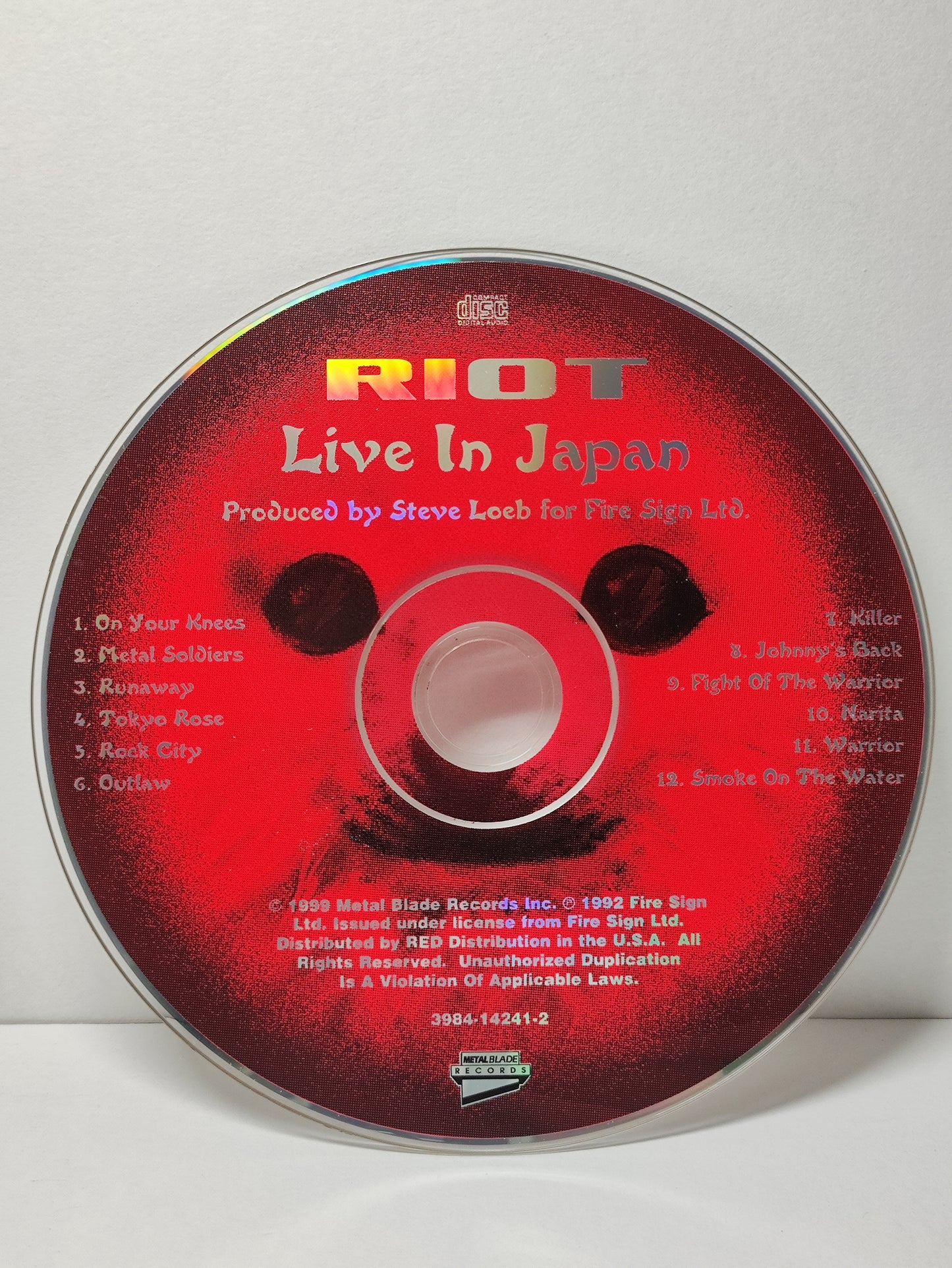 AMM25 RIOT LIVE IN JAPAN ON YOUR KNEES 1999 USA English CD FCP027