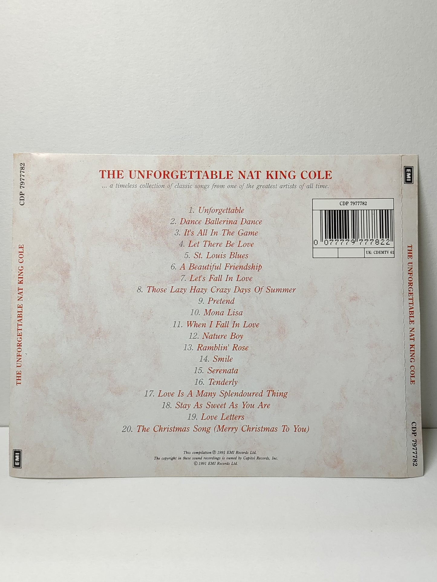 AMM25 THE UNFORGETTABLE NAT KING COLE THE CHRISTMAS SONG 1991 HOLLAND English CD FCP028