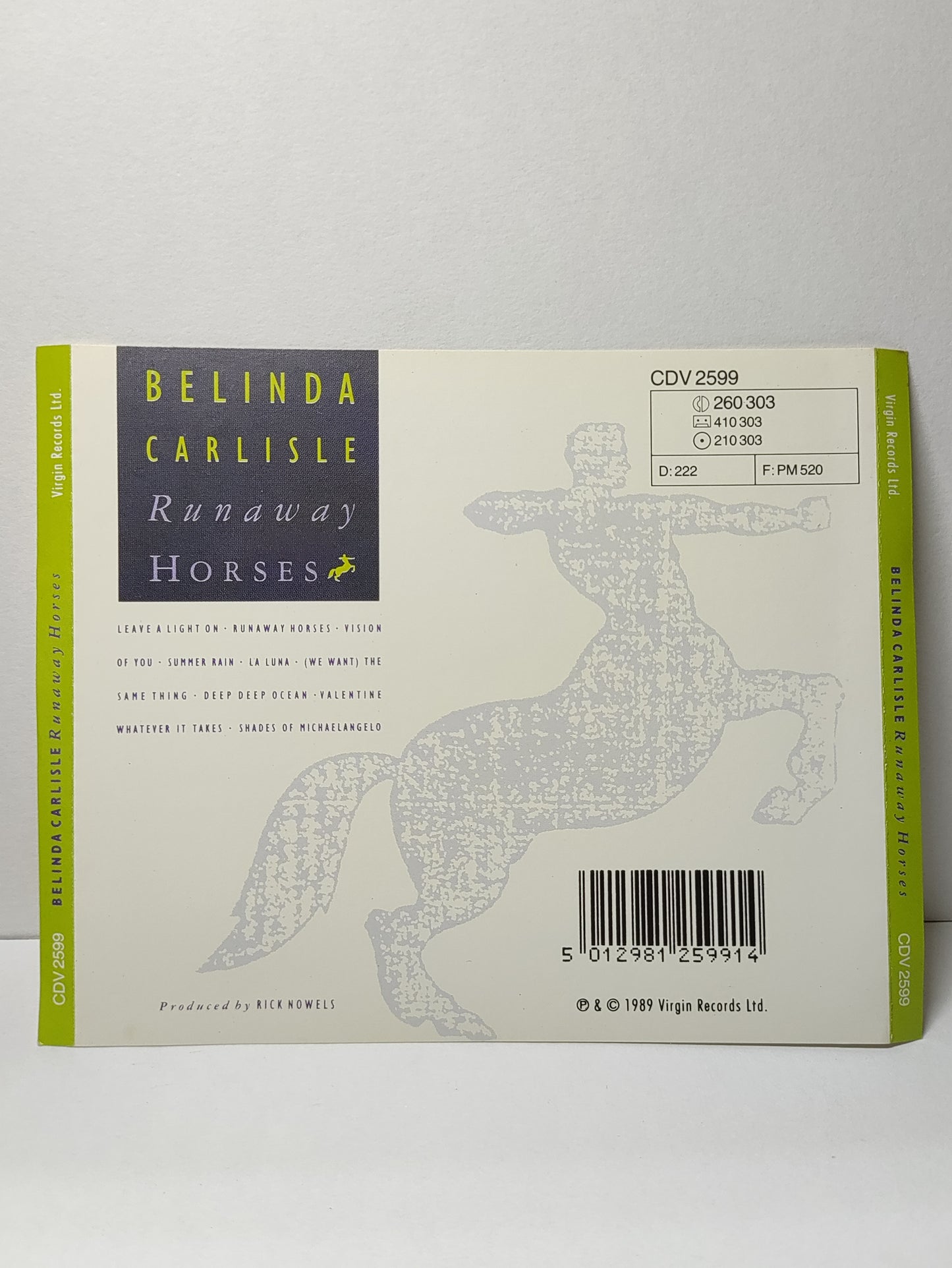AMM25 BELINDA CARLISLE RUNAWAY HORSES ALBUM 1989 AUSTRIA English CD FCP035