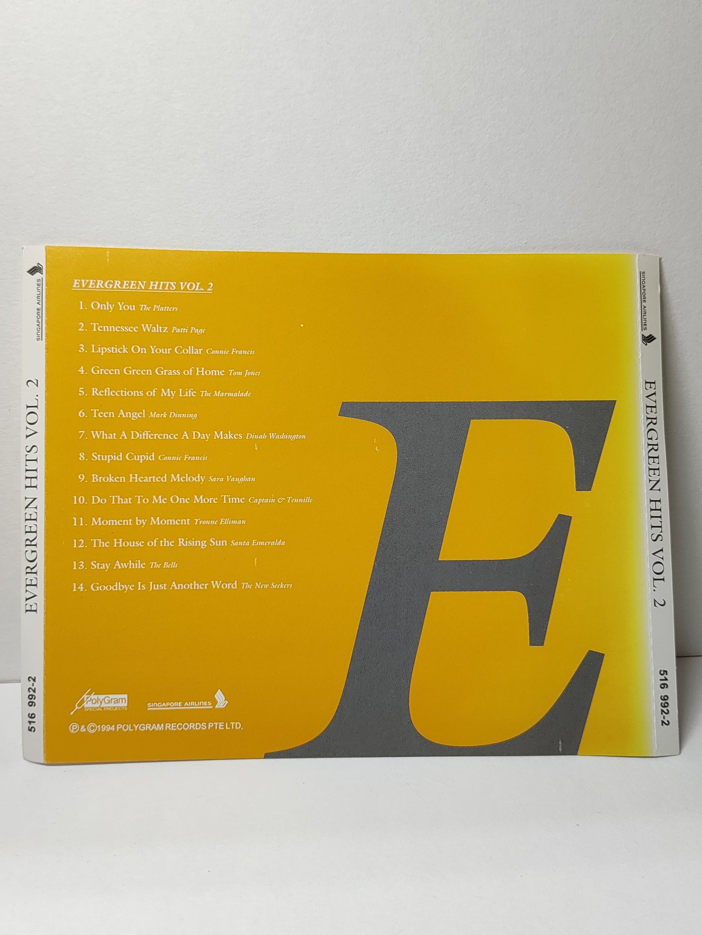 AMM25 SIA Singapore Airlines Evergreen Hits Vol.2 Patti Page Connie Francis Tom Jones 1994 English CD FCP039